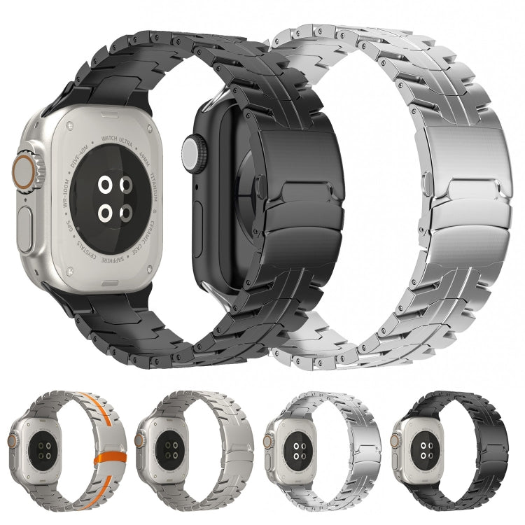 Cinturino per orologio in acciaio al titanio con fibbia a doppia chiusura, For Apple Watch Series 4 44mm, For Apple Watch Series 4 40mm, For Apple Watch Series 3 38mm, For Apple Watch Series 3 42mm, For Apple Watch Series 2 42mm                        ...