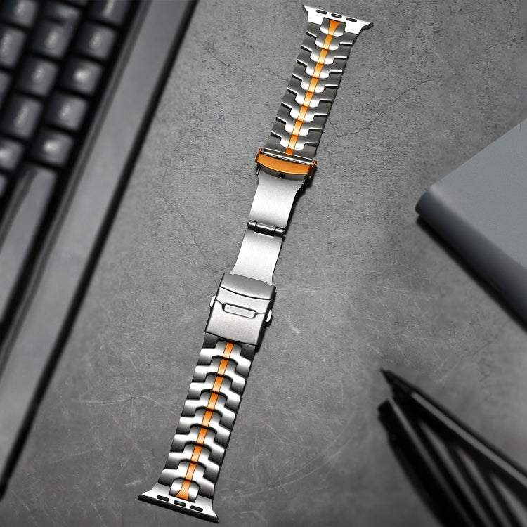 Cinturino per orologio in acciaio al titanio con fibbia a doppia chiusura, For Apple Watch Series 4 44mm, For Apple Watch Series 4 40mm, For Apple Watch Series 3 38mm, For Apple Watch Series 3 42mm, For Apple Watch Series 2 42mm                        ...