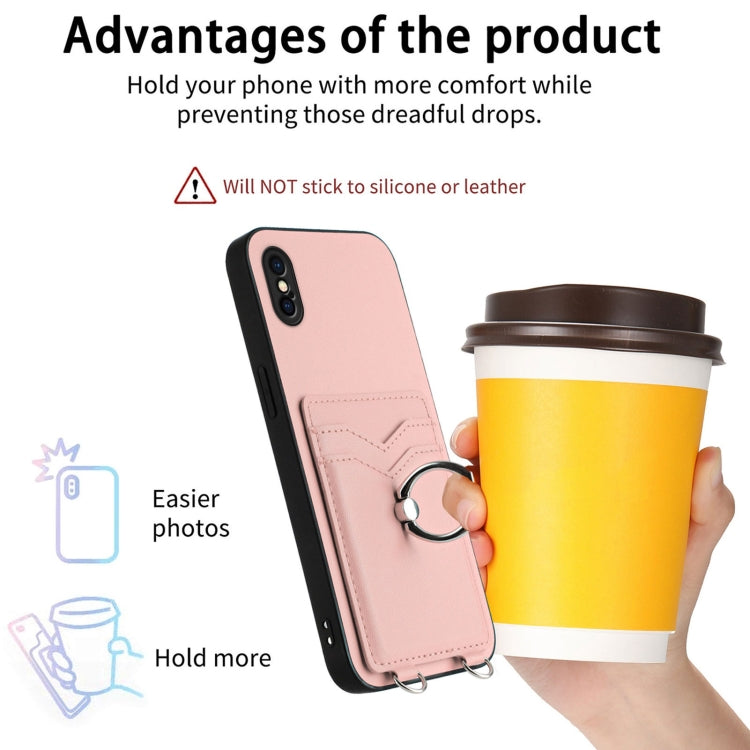 Custodia per cellulare con porta carte ad anello R20, For iPhone XS / X, For iPhone XR, For iPhone XS Max, For iPhone 8 Plus / 7 Plus