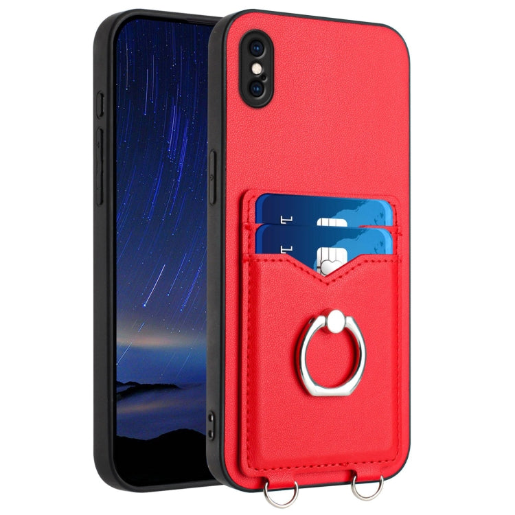 Custodia per cellulare con porta carte ad anello R20, For iPhone XS / X, For iPhone XR, For iPhone XS Max, For iPhone 8 Plus / 7 Plus