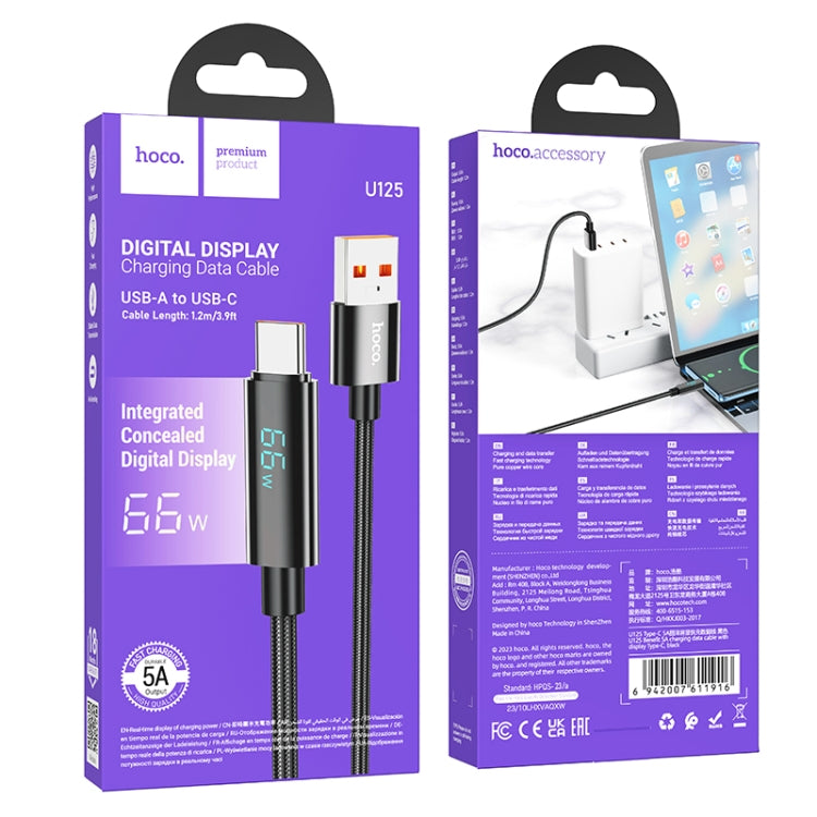 Cavo ricarica rapida USB a Type-C 1,2 m 5A con display