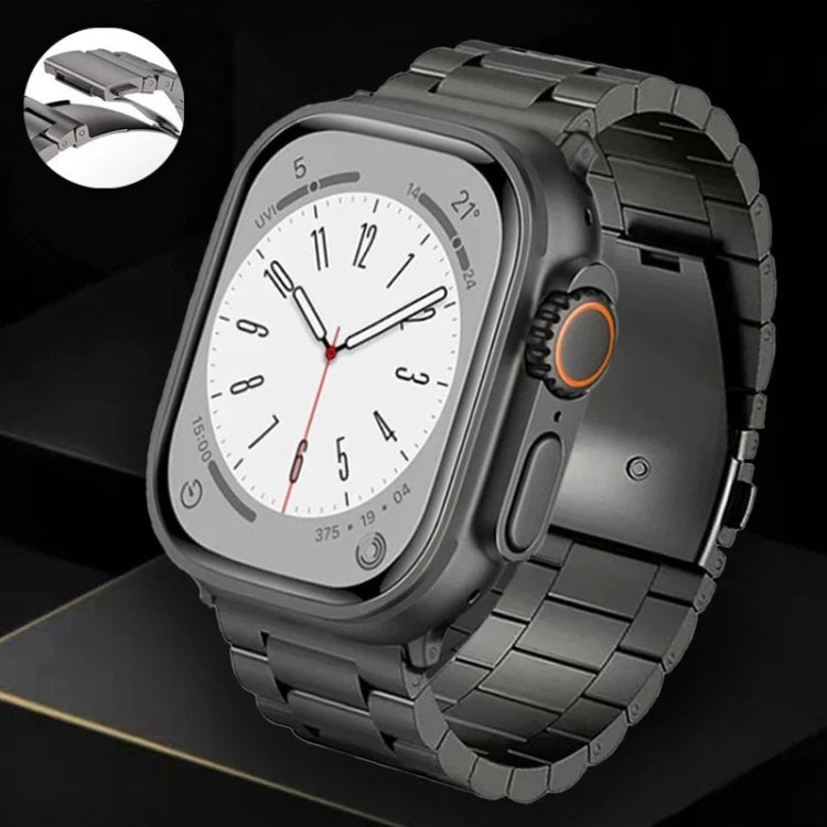 Cinturino per orologio in lega di titanio con fibbia piatta a 3 perline, For Apple Watch Series 5 44mm, For Apple Watch Series 5 40mm, For Apple Watch Series 4 44mm, For Apple Watch Series 4 40mm, For Apple Watch Series 3 38mm                          ...
