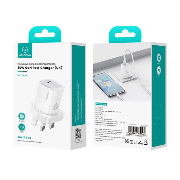 Caricabatterie rapido GaN USB-C 30W USAMS CC253 UK