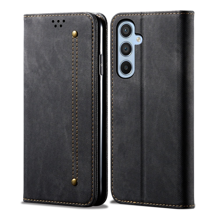 Custodia in pelle flip orizzontale con texture denim per Samsung Galaxy S26+ 5G