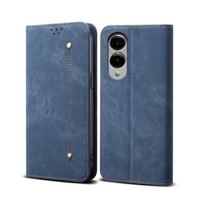 Custodia in pelle flip orizzontale con texture denim per Samsung Galaxy S26+ 5G