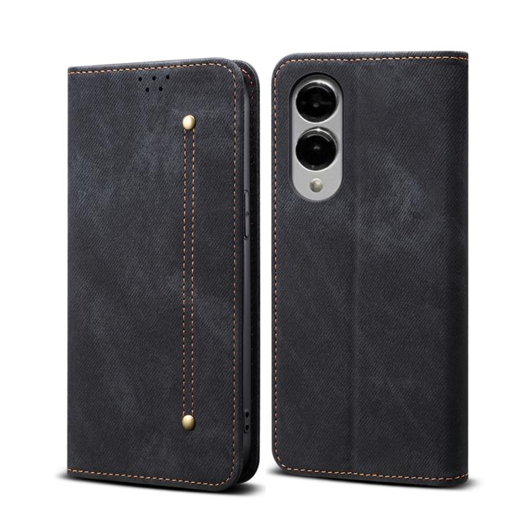 Custodia in pelle flip orizzontale con texture denim per Samsung Galaxy S26+ 5G