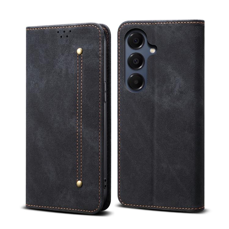Custodia in pelle flip orizzontale con texture denim per Samsung Galaxy S26+ 5G