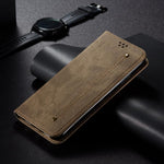 Custodia in pelle flip orizzontale con texture denim per Samsung Galaxy S26+ 5G