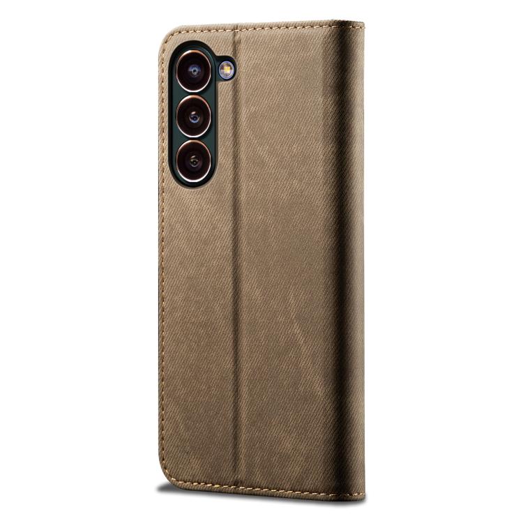 Custodia in pelle flip orizzontale con texture denim per Samsung Galaxy S26+ 5G