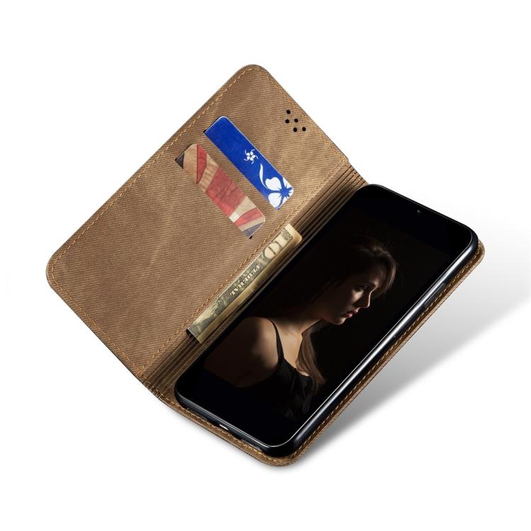 Custodia in pelle flip orizzontale con texture denim per Samsung Galaxy S26+ 5G