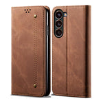 Custodia in pelle flip orizzontale con texture denim per Samsung Galaxy S26+ 5G