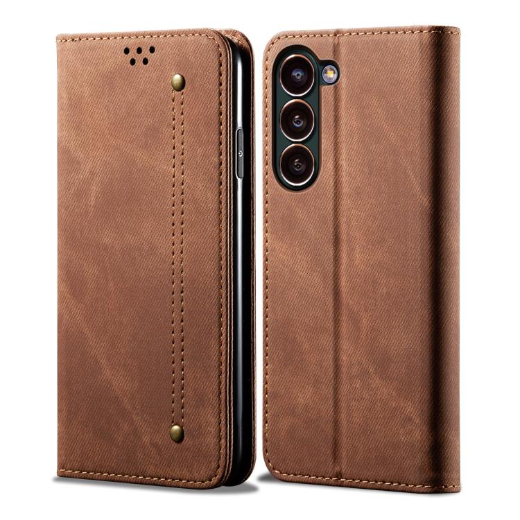 Custodia in pelle flip orizzontale con texture denim per Samsung Galaxy S26+ 5G