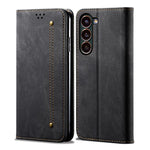 Custodia in pelle flip orizzontale con texture denim per Samsung Galaxy S26+ 5G