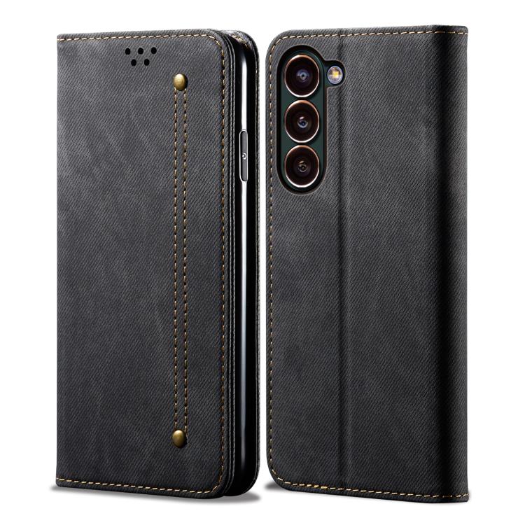Custodia in pelle flip orizzontale con texture denim per Samsung Galaxy S26+ 5G