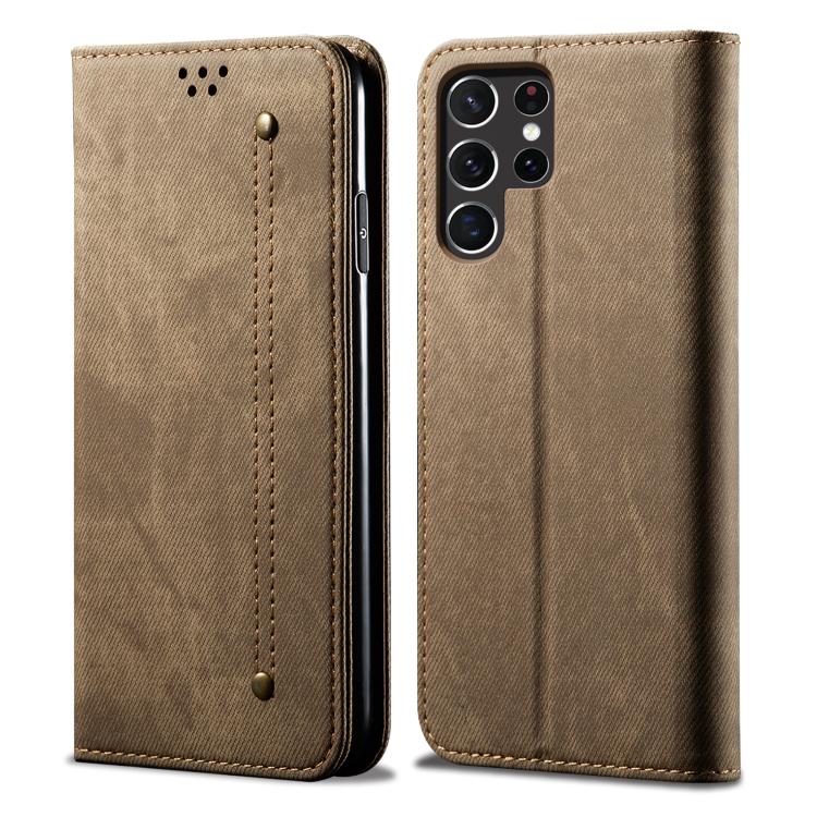 Custodia in pelle flip orizzontale con texture denim per Samsung Galaxy S26+ 5G