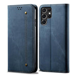 Custodia in pelle flip orizzontale con texture denim per Samsung Galaxy S26+ 5G