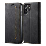 Custodia in pelle flip orizzontale con texture denim per Samsung Galaxy S26+ 5G