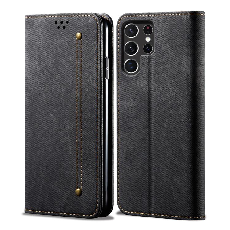 Custodia in pelle flip orizzontale con texture denim per Samsung Galaxy S26+ 5G