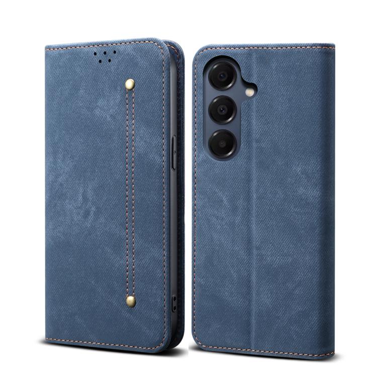 Custodia in pelle flip orizzontale con texture denim per Samsung Galaxy S26+ 5G