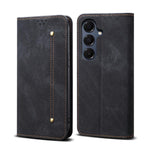 Custodia in pelle flip orizzontale con texture denim per Samsung Galaxy S26+ 5G