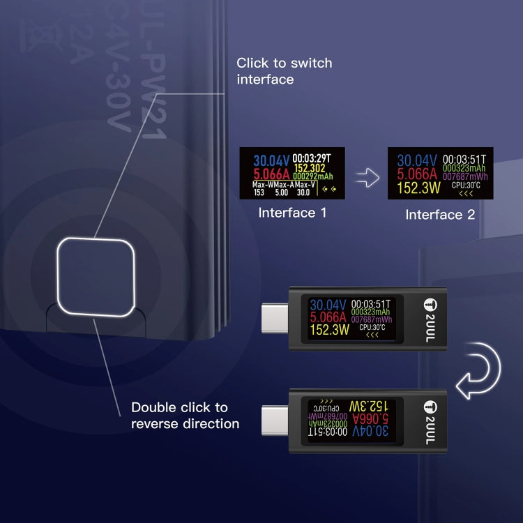 Tester di carica USB-C 2UUL con misurazione bidirezionale - immagine 7