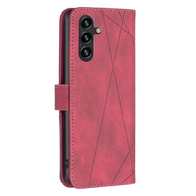 Custodia in pelle con texture a rombi e fibbia magnetica per Samsung Galaxy S25
