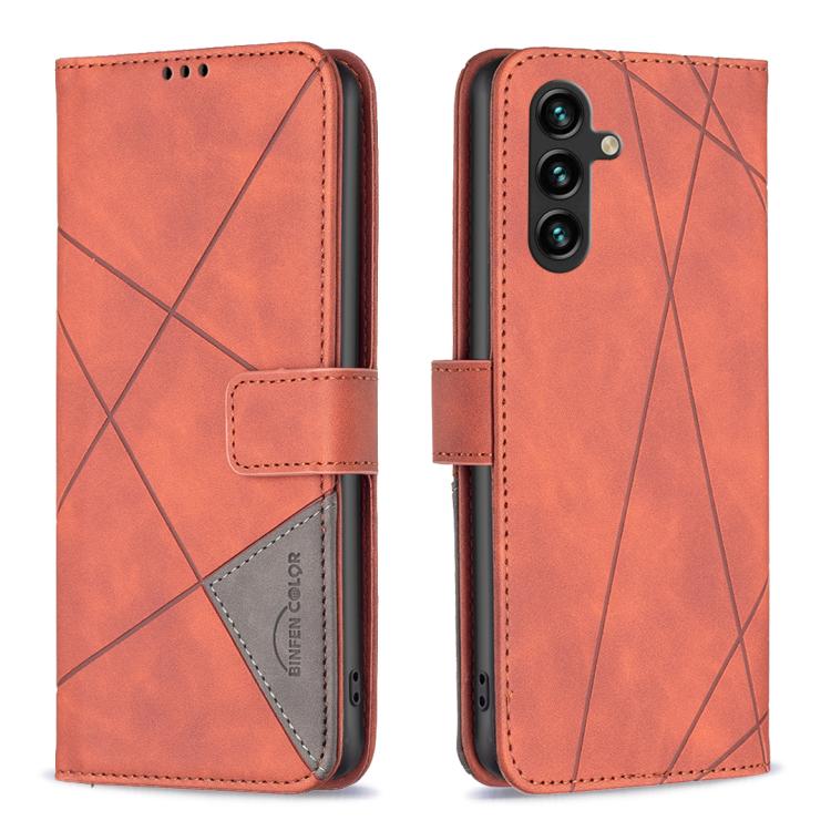 Custodia in pelle con texture a rombi e fibbia magnetica per Samsung Galaxy S25