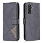 Custodia in pelle con texture a rombi e fibbia magnetica per Samsung Galaxy S25