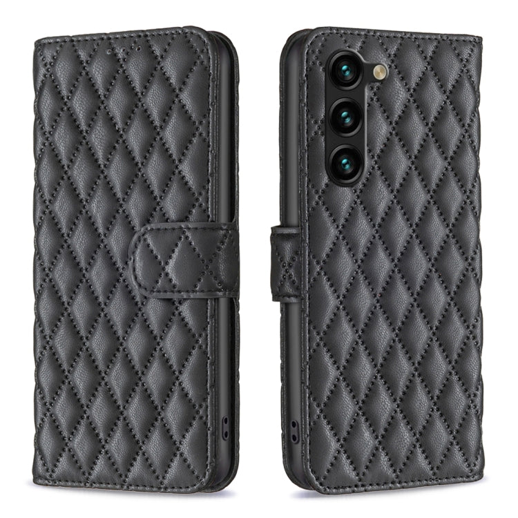 Custodia in pelle con portafoglio a reticolo diamantato per Samsung Galaxy S25