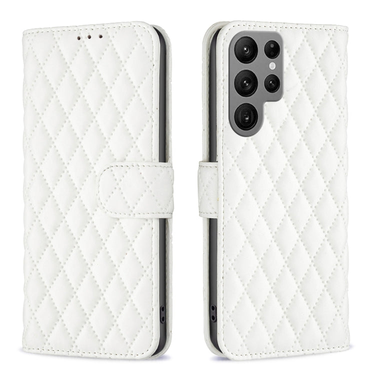 Custodia in pelle con portafoglio a reticolo diamantato per Samsung Galaxy S25