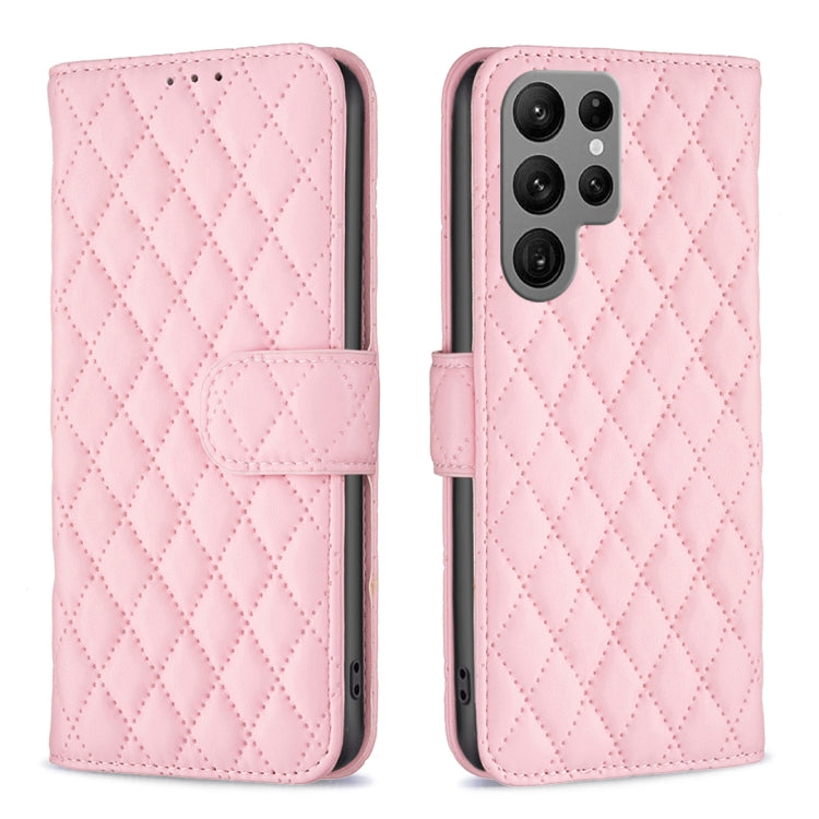 Custodia in pelle con portafoglio a reticolo diamantato per Samsung Galaxy S25