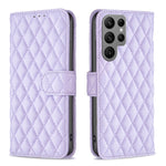 Custodia in pelle con portafoglio a reticolo diamantato per Samsung Galaxy S25