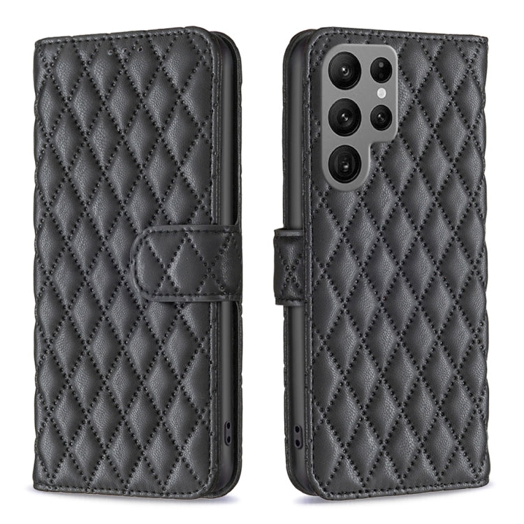 Custodia in pelle con portafoglio a reticolo diamantato per Samsung Galaxy S25