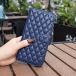 Custodia in pelle con portafoglio a reticolo diamantato per Samsung Galaxy S25