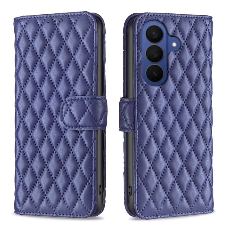 Custodia in pelle con portafoglio a reticolo diamantato per Samsung Galaxy S25