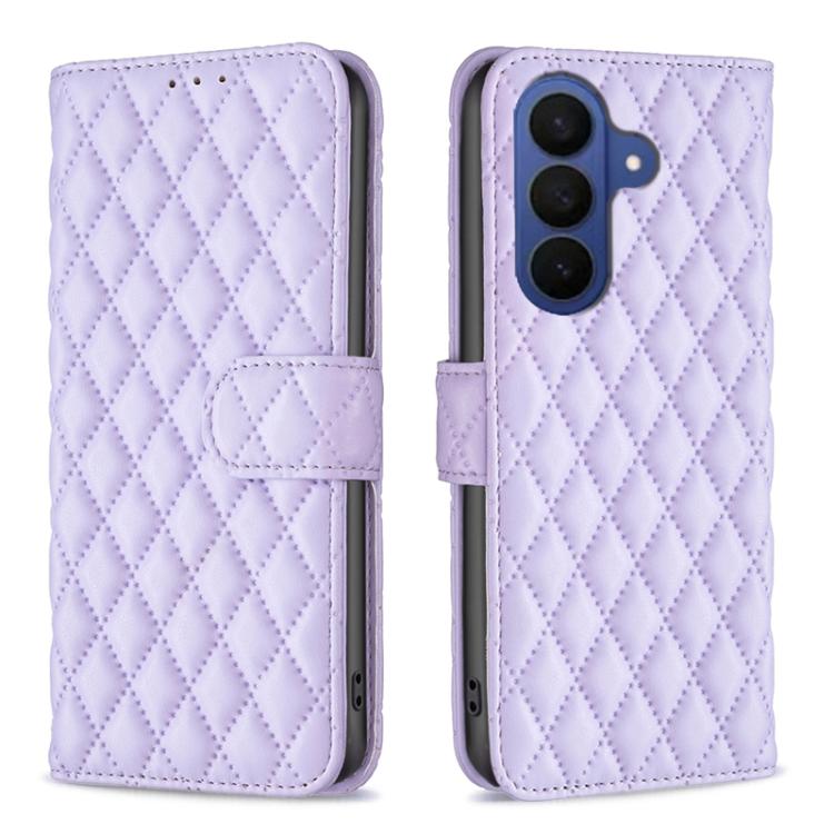 Custodia in pelle con portafoglio a reticolo diamantato per Samsung Galaxy S25