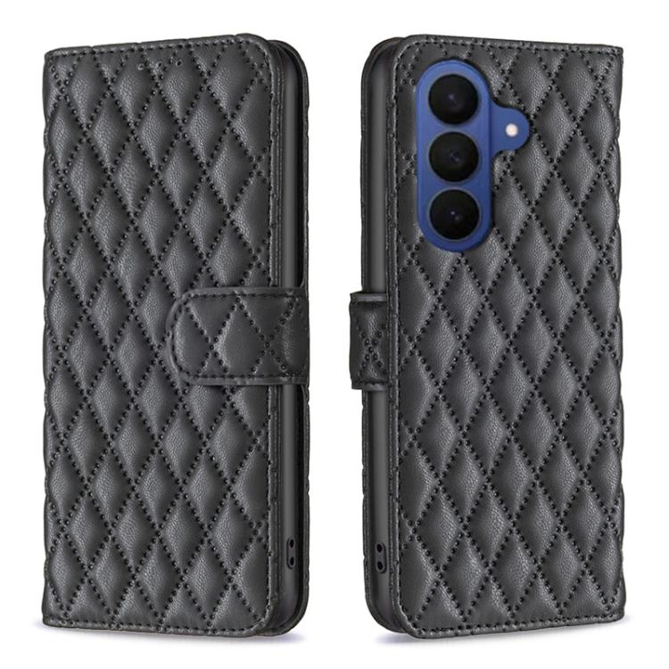Custodia in pelle con portafoglio a reticolo diamantato per Samsung Galaxy S25