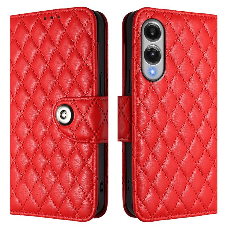 Custodia in pelle con texture rombica e cordino per Samsung Galaxy S25 Edge 5G