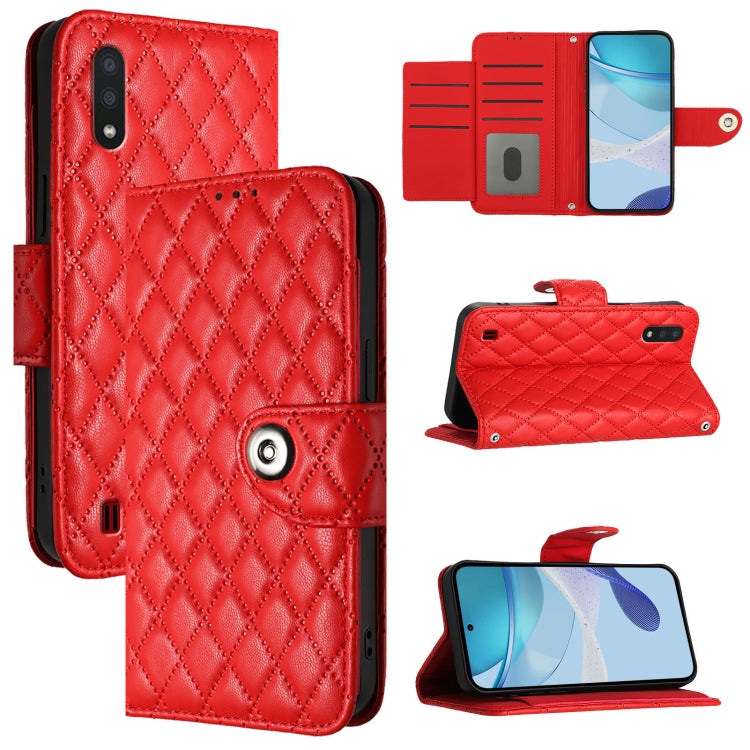 Custodia in pelle con texture rombica e cordino per Samsung Galaxy A21