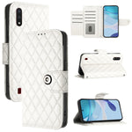 Custodia in pelle con texture rombica e cordino per Samsung Galaxy A21