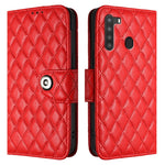 Custodia in pelle con texture rombica e cordino per Samsung Galaxy A21