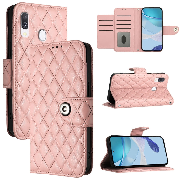 Custodia pelle con texture rombica con cordino per Samsung Galaxy A30s A50s A50