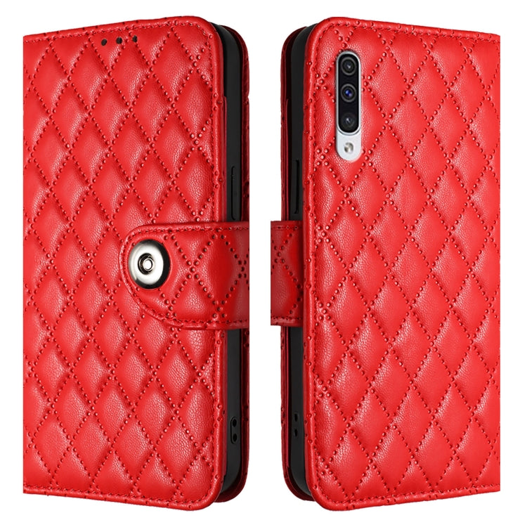 Custodia pelle con texture rombica con cordino per Samsung Galaxy A30s A50s A50