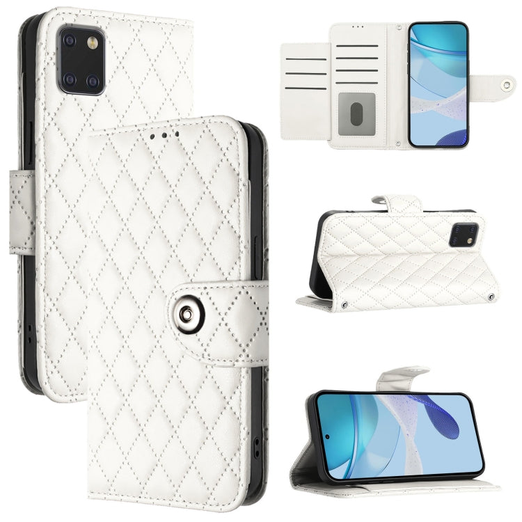 Custodia in pelle con texture rombica e cordino per Samsung Galaxy A21