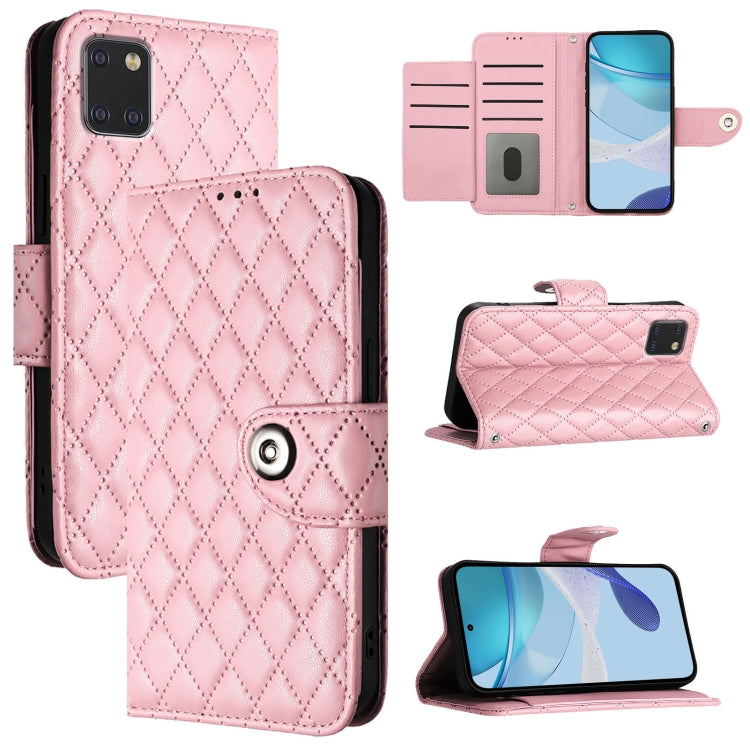 Custodia in pelle con texture rombica e cordino per Samsung Galaxy A21