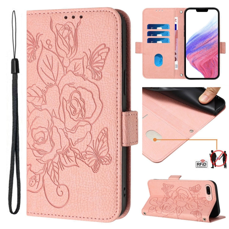 Custodia per telefono antifurto in pelle RFID rosa goffrata, For iPhone XR, For iPhone XS Max, For iPhone 8 Plus / 7 Plus