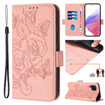 Custodia antifurto RFID in pelle con motivo a rosa per Samsung Galaxy M53 M33
