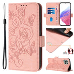 Custodia antifurto RFID in pelle con motivo a rosa per Samsung Galaxy M53 M33