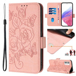 Custodia antifurto RFID in pelle con motivo a rosa per Samsung Galaxy M53 M33
