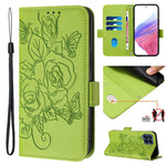 Custodia antifurto RFID in pelle con motivo a rosa per Samsung Galaxy M53 M33
